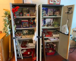 Two large Rubbermaid organizers packed full with Christmas goodies
