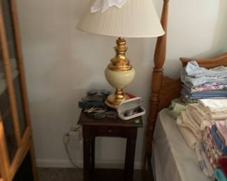 Vintage side table, and lamp