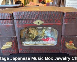 Vintage Japanese Music Box Jewelry Chest