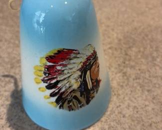 Vintage Ceramic Bell with Native American Headdress