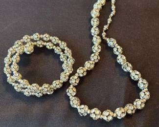 Rhinestone Necklace and Bracelet Set