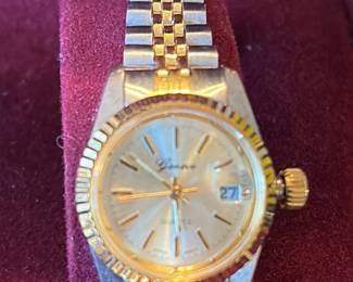 Geneva Two Tone Quartz Watch with Date Window