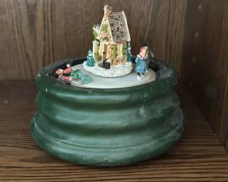Vintage Christmas Village Snow Globe with Figures
