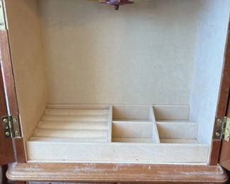 Vintage Wooden Jewelry Box with Decorative Front