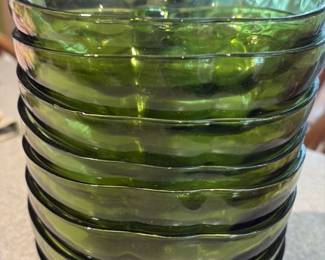 Vintage Green Glass Apple Shaded Candy Dish