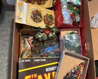 Assorted Christmas Village Miniatures and Decorations