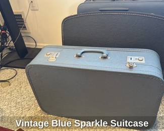 Vintage Blue Sparkle Suitcase