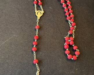 Red Bead Rosary with Crucifix
