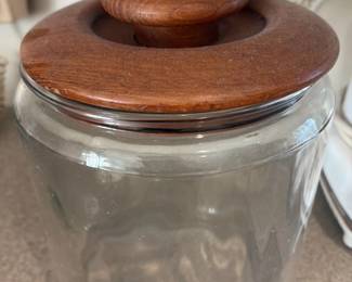 Vintage Glass Canister with Wooden Lid
