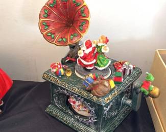 Christmas Themed Gramophone Figurine