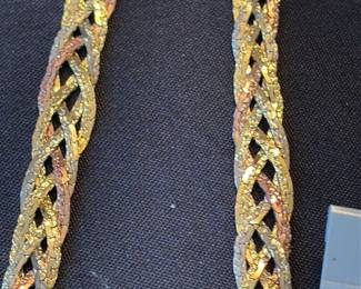 Tri Color Braided Necklace and Earring Set