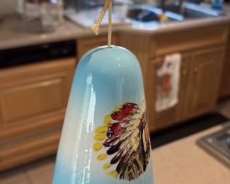 Vintage Ceramic Bell with Native American Headdress