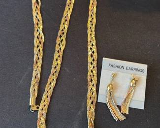 Tri Color Braided Necklace and Earring Set