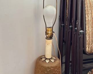 Vintage Amber Textured Glass Table Lamp