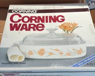 CorningWare "Peach Floral" 2.5 Liter Covered Casserole Dish