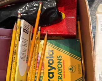 Assorted Vintage Office and School Supplies Box