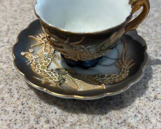Japanese Dragon Teacup and Saucer Set