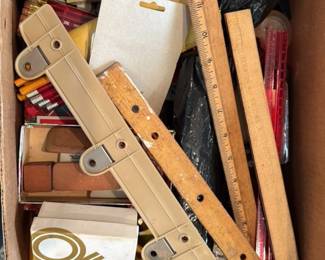 Assorted Vintage Office and School Supplies Box