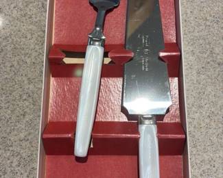 Regent Sheffield Stainless Steel Cake Knife and Server Set with Mother of Pearl
