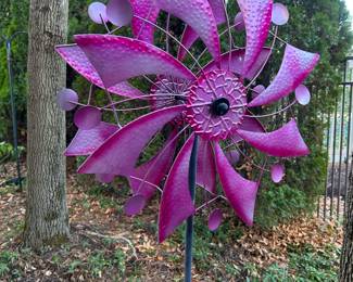 Large purple metal wind spinner for garden, $22