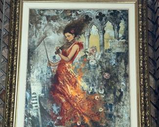 From Martin Lawrence Galleries, "Melodie Venitienne", by Francois Fressinier, hand signed limited edition serigraph, 46"H x 40"W,  $2,475