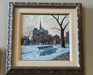 Martin Lawrence Galleries, "Notre Dame in  Winter", by Liudmila Kondakova, hand signed serigraph on canvas, 27"H x 23", $1,475