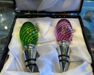 Pair of Murano glass bottle stoppers, $20