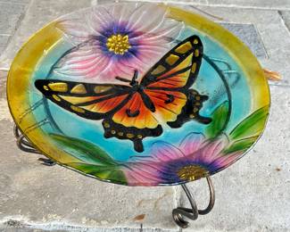 Glass butterfly bird bath,  $30