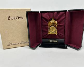 Bulova clock in velvet box,  $40