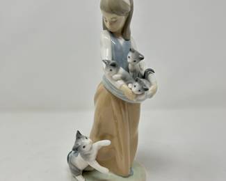 Lladro "Following Her Cats", 9.5"H,  $58
