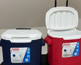 Coleman 16 Quart wheeled coolers with telescope handles, Red available, was $20, NOW $14