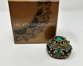 Jay Strongwater Bejeweled trinket box green emerald May birthstone, $85