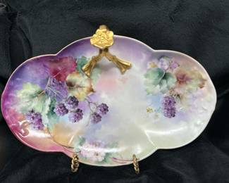 Hand painted Limoge porcelain platter with grape motif, $32
