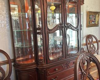 Jessica McClintock Home by American Drew curved glass lighted hutch, 94"H, x 78"W x 23"D, $895