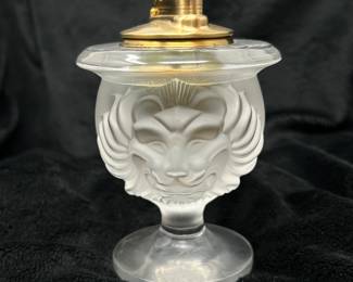 Additional view of Lalique "Tete de Lion" crystal table lighter ~