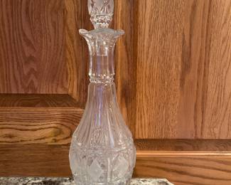 Vintage cut glass decanter w/stopper, 15.5"H,  $30