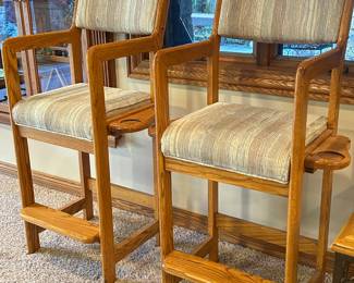 Pair of high stools with side beverage holder,  $150