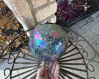 Mosaic glass gazing ball, $15