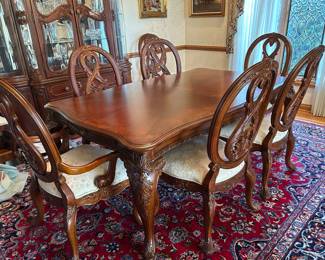 Jessica McClintock Home by American Drew Dining Table with 8 chairs, leafs, & custom pads, 48"W x 76"L x 30.5"H,  $1700