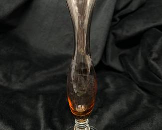 Vintage UCAGCO Amber glass etched vase, 8"H, $14  