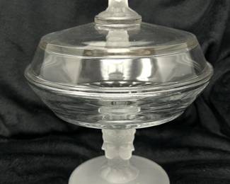 Duncan Miller "Three Faces" covered compote,  $40