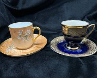 Vintage Delinieres & Co Limoge teacup and saucer, $10.  Waldershof German Cobalt tea cup and saucer, $10