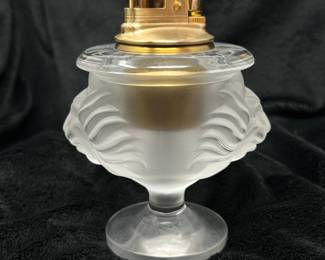 Lalique "Tete de Lion" crystal table lighter, 4.5"H,  $85