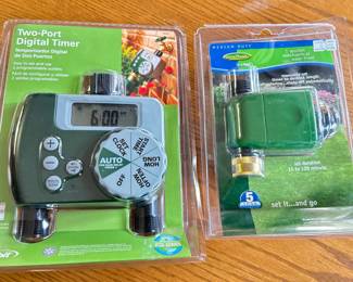 Orbit 2 port digital timer (retail $99), was $40, NOW $30. Green Thumb mechanical water timer, was $7, NOW $5