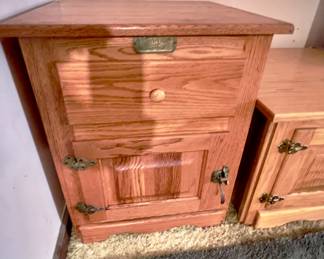 White Clad vintage solid oak ice box end table