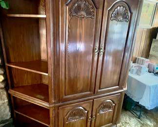 wooden armoire or media cabinet