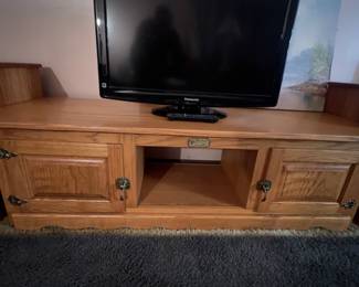 White Clad vintage solid oak ice box end tables and TV Stand
