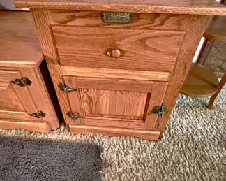 White Clad vintage solid oak ice box end table
