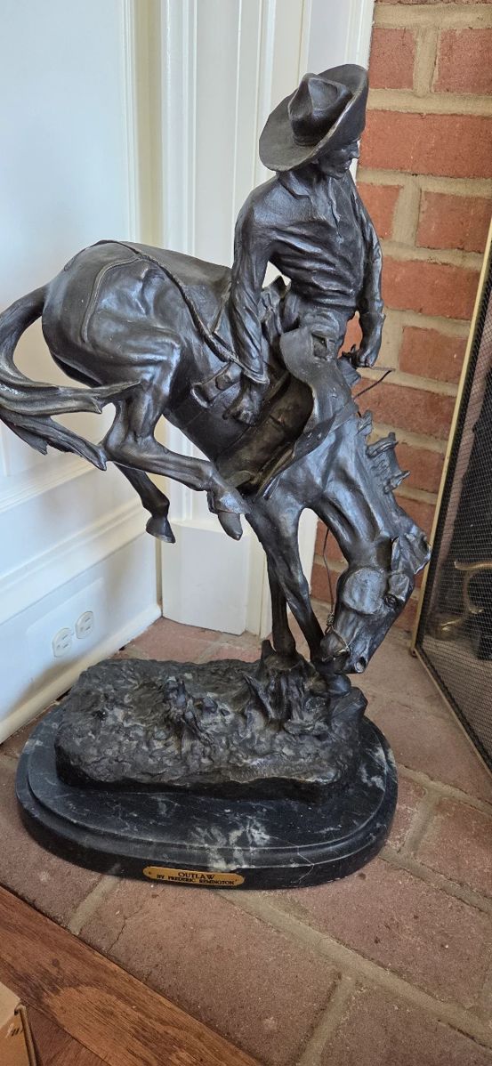 Outstanding, 25" tall high-quality Remington cast reproduction "Outlaw"