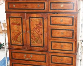 Lovely bedroom set - Chinoiserie, dresser with mirror, 2 nightstands